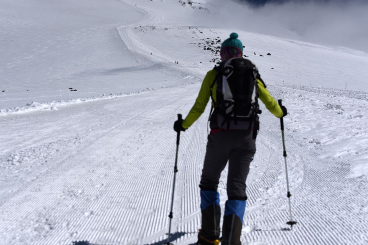 06C My Guide Liza Pahl Leads The Way To Pastukhov Rocks On Mount Elbrus Climb